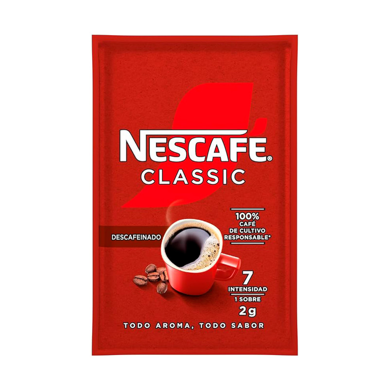 100 X Café soluble Nescafé descafeinado en sobre individual